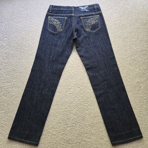 V Cristina Jeans Embellished Straight Leg Dark Denim Women 8